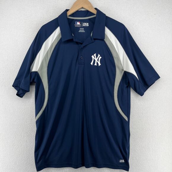 NEW YORK YANKEES Shirt Mens XL TX3 COOL Polo NYY NYC Baseball Performance Blue - Picture 1 of 12